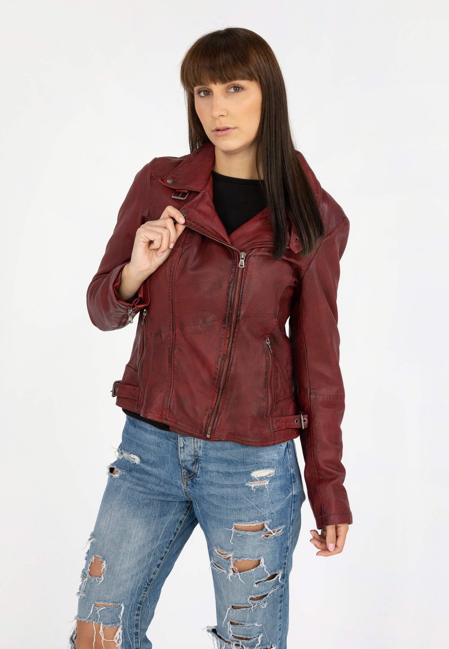 Tamaris lederjacke rot Clearance